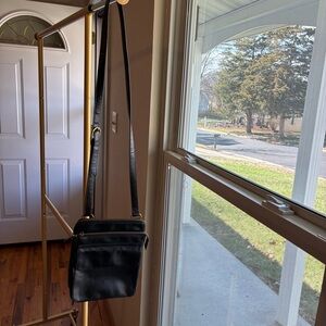 Relic Black Pebbled Leather Messenger Crossbody